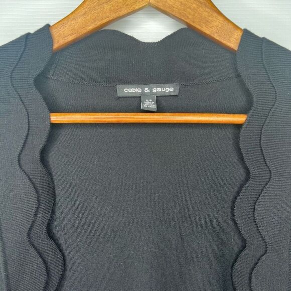 Cable & Gauge Women's Scalloped Trim Open Front‎ Cardigan Size Small - Picture 4 of 10